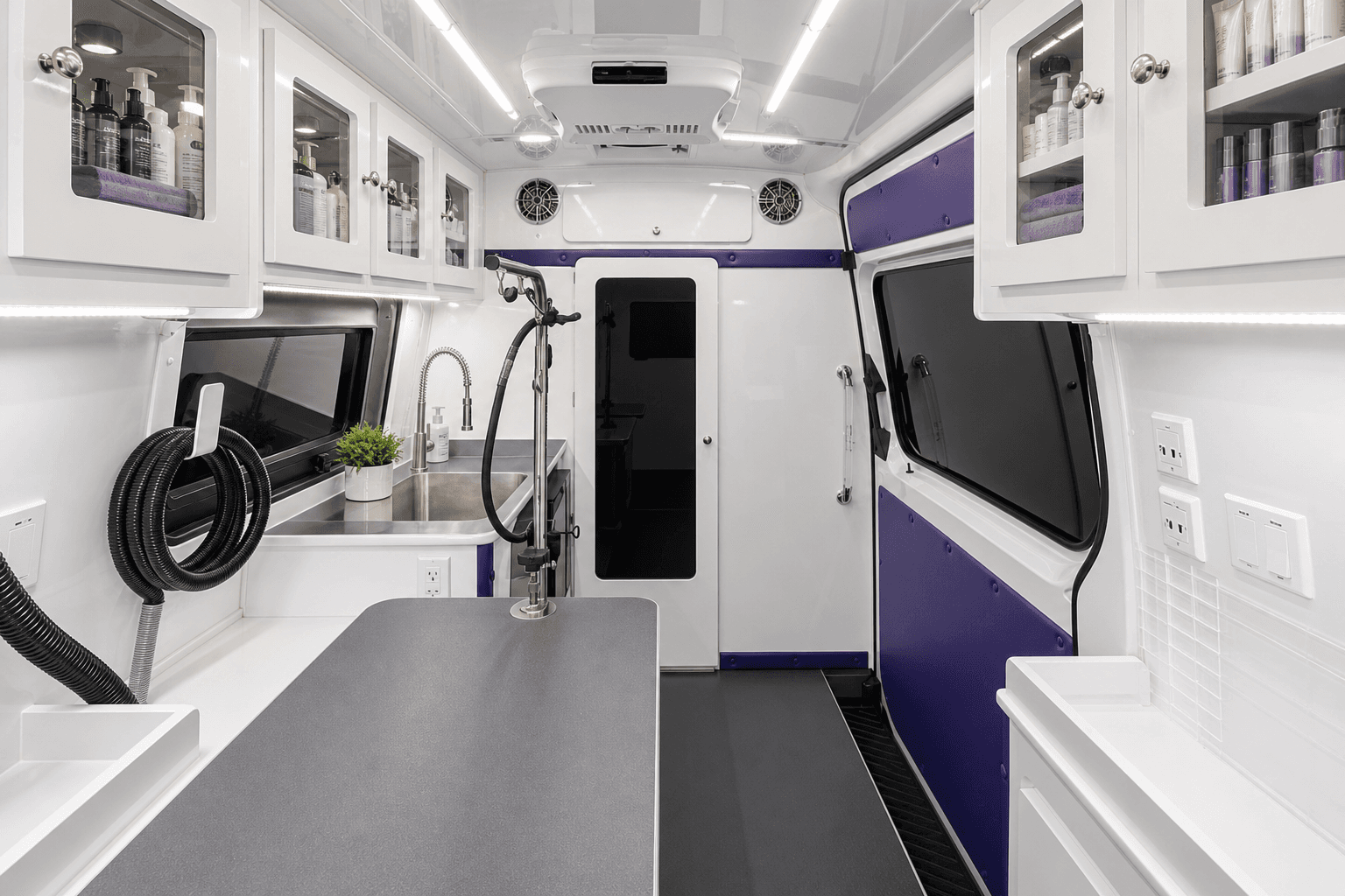 Quiet interior of the Grooming Town mobile spa