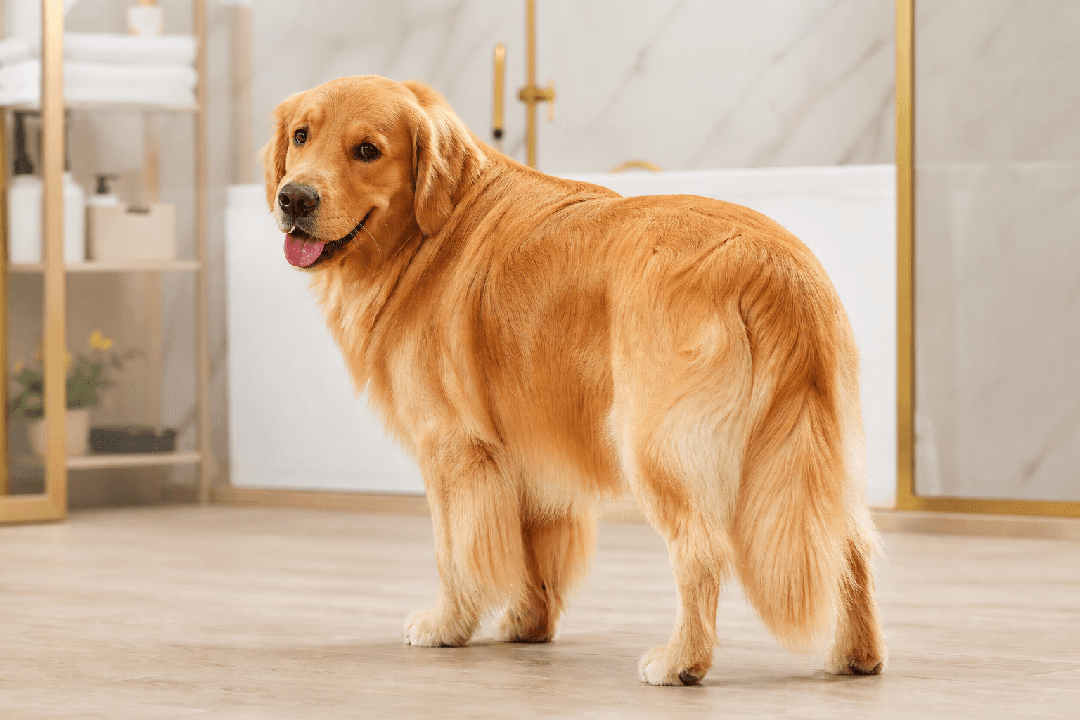 Golden Retriever with a restored honey coat