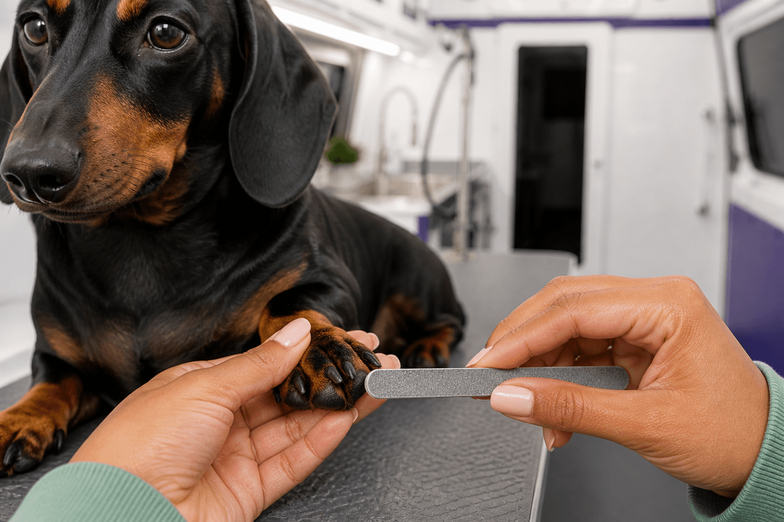 Smoothing a single nail with a hand file